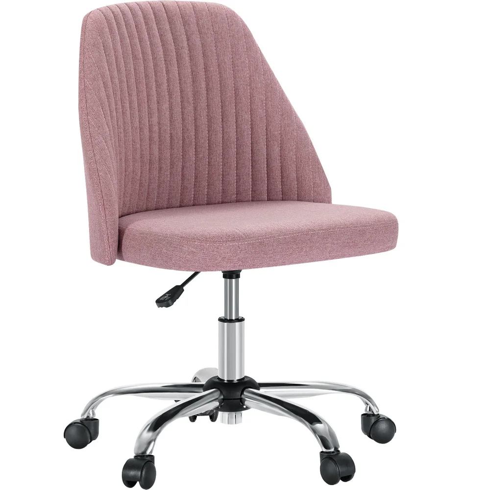 

Armless Home Office Desk Chair with Wheels Adjustable Swivel Task Computer Vanity Chair for Small Spaces