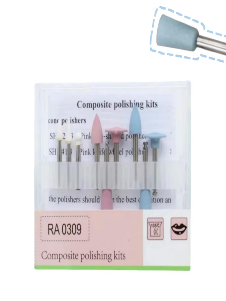Dental Polishing Kit 9Pcs Ceramic and Silicone Polishers for Low Speed Handpiece Teeth Cleaning Restoration Tools Prophy Cup
