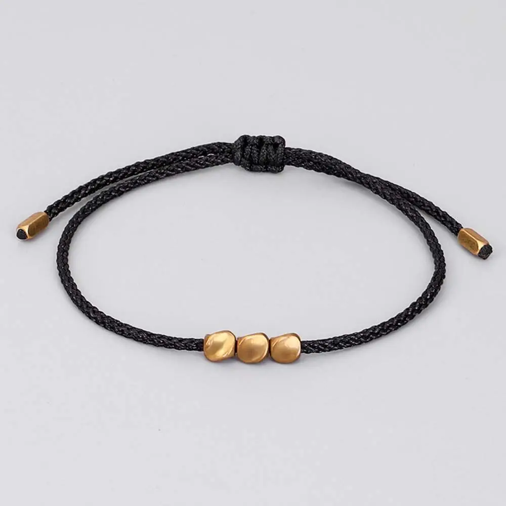Good Lucky Simple Wax Thread Adjustable Gifts For Lovers Friendship Bangles Wrist Jewelry Bracelet Copper Beads