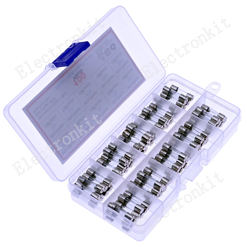 100Pcs 5x20mm 12V - 250V Fast-blow Glass Fuse Assorted Kit 0.2A 0.5A 1A 2A 3A 5A 8A 10A 15A 20A Amp  Fuses Tube Mix Set - Image 5