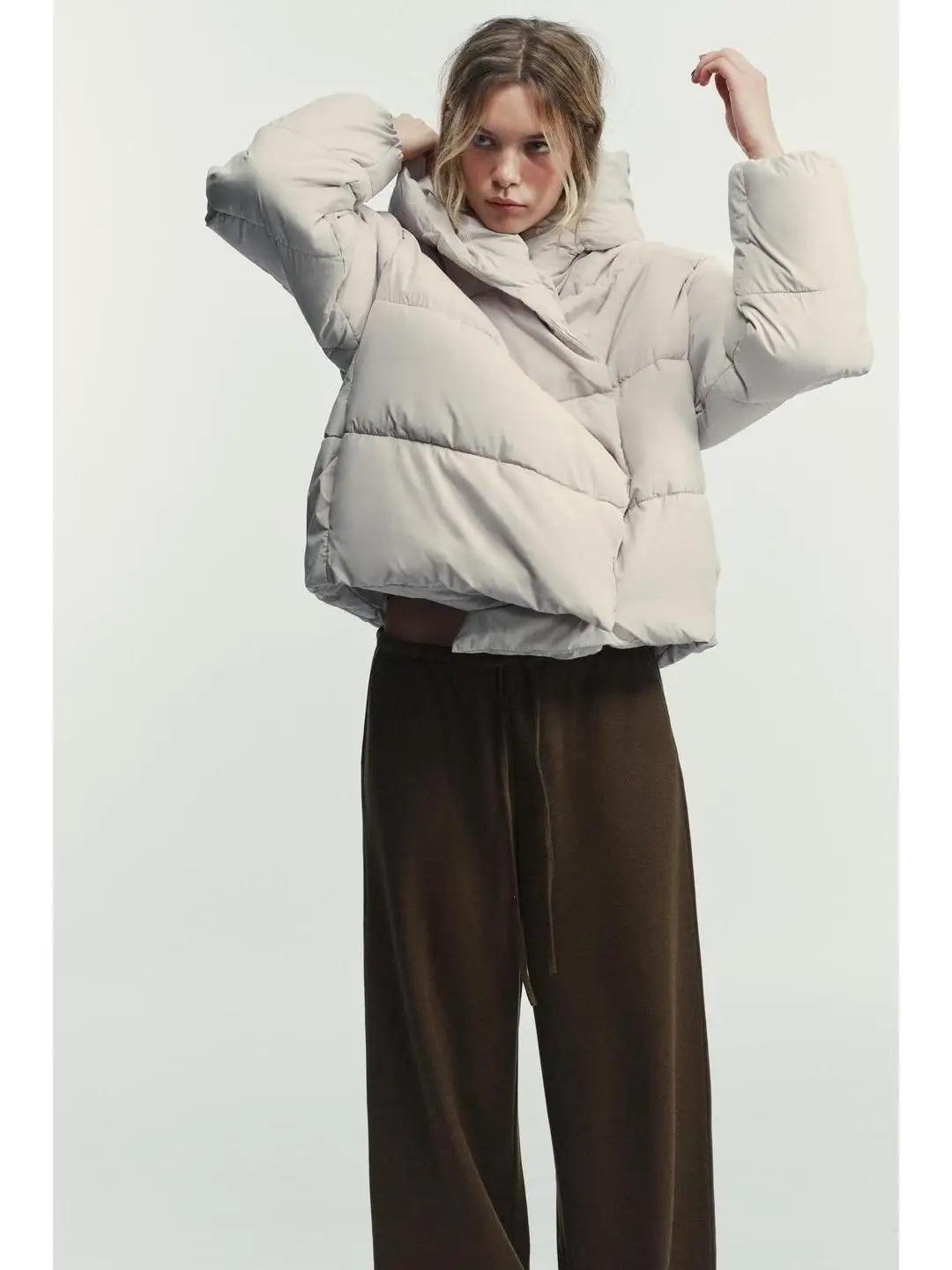 معطف Thiened كاجوال بياقة واقفة وغطاء للرأس من القطن الدافئ معطف ort Sle لموسم الخريف والشتاء ملابس خارجية للسيدات #3