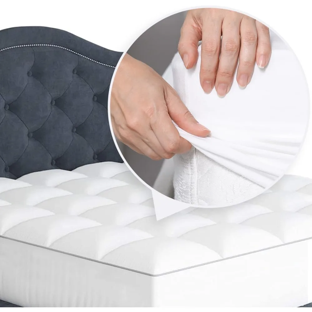 

Twin Cooling Mattress Topper, Pillow-Top Optimum Thickness, Soft 100% Cotton Fabric, Breathable & Plush Quilted Down-Like Fill