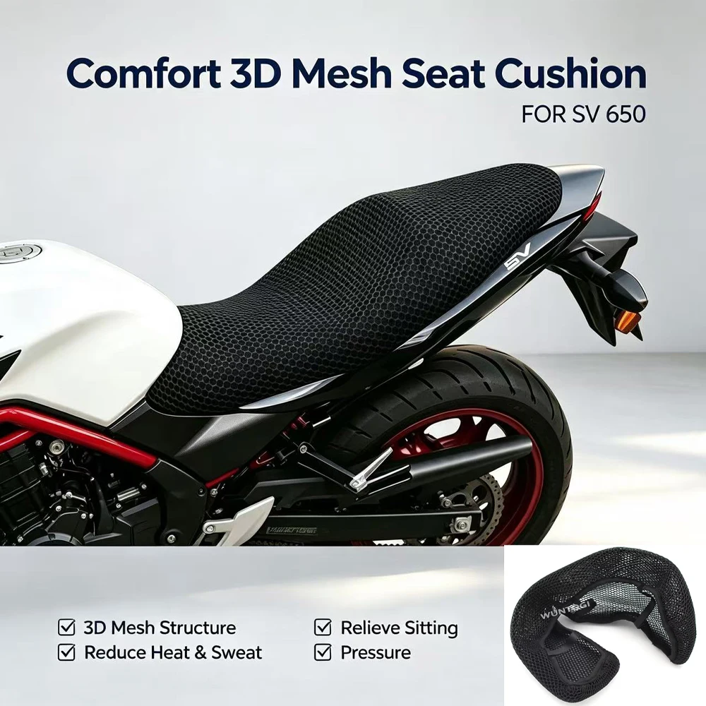 Motorcycle 3D Seat Cover Elastic Breathable SV 650 Heat Resistant Anti-Slip Protector Cover For Suzuki SV 650 SV 650