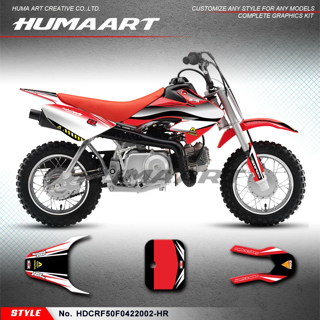 

HUMAART Enduro Vinyl Wrap Graphics for Honda CRF50F CRF 50F 2004-2023, Style No.HDCRF50F0422002-HR