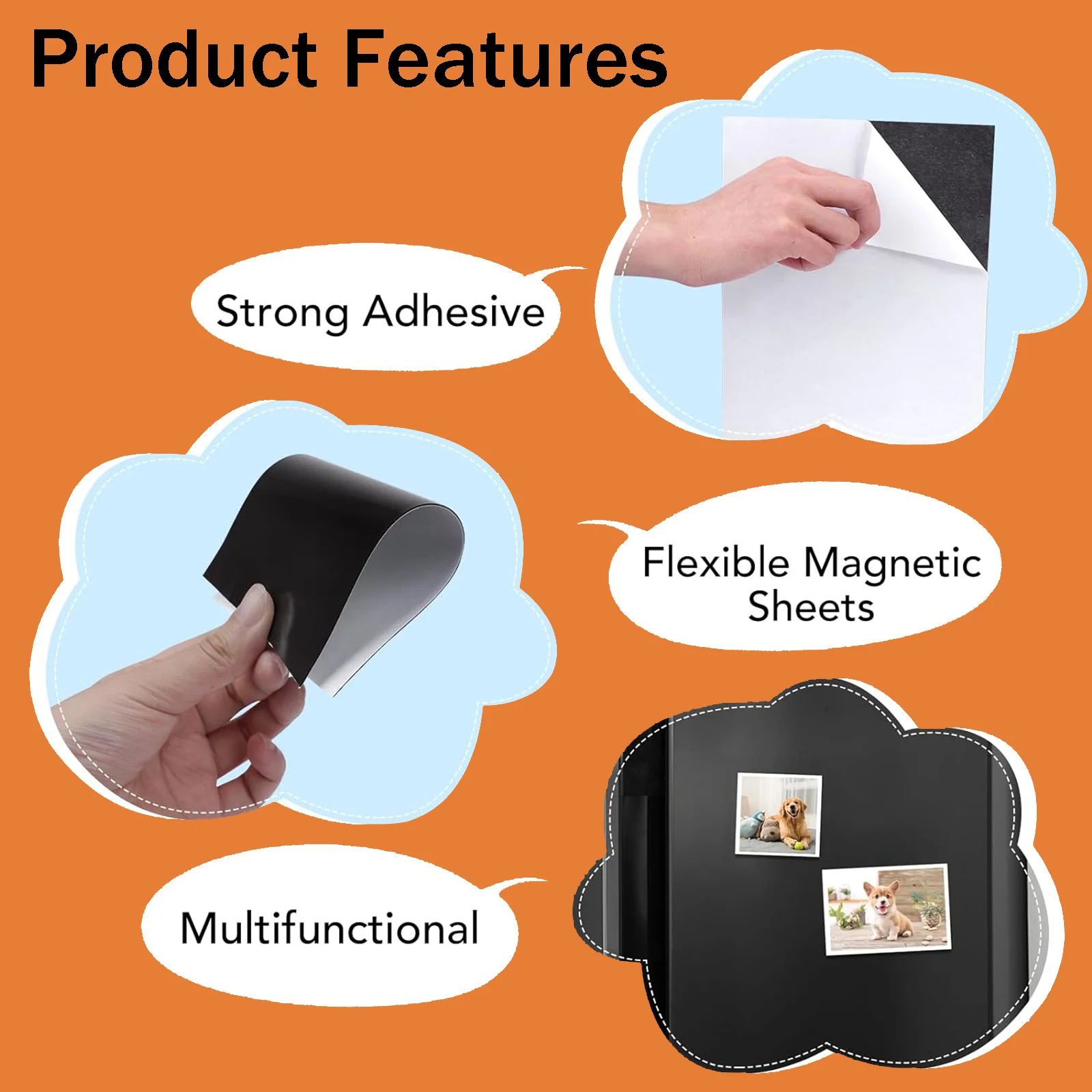 4R 5 Sheets Adhesive Magnetic Sheets with Adhesive Backing 16 Mil Flexible Magnet Sheet With Adhesive Sticky 4×6 inch