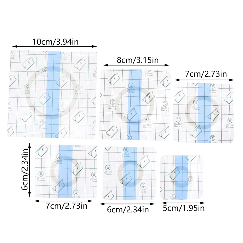 100Pcs Medical Adhesive Waterproof Tape Transparent Tape PU Anti-allergic Medicinal Wound Dressing Fixation Tape