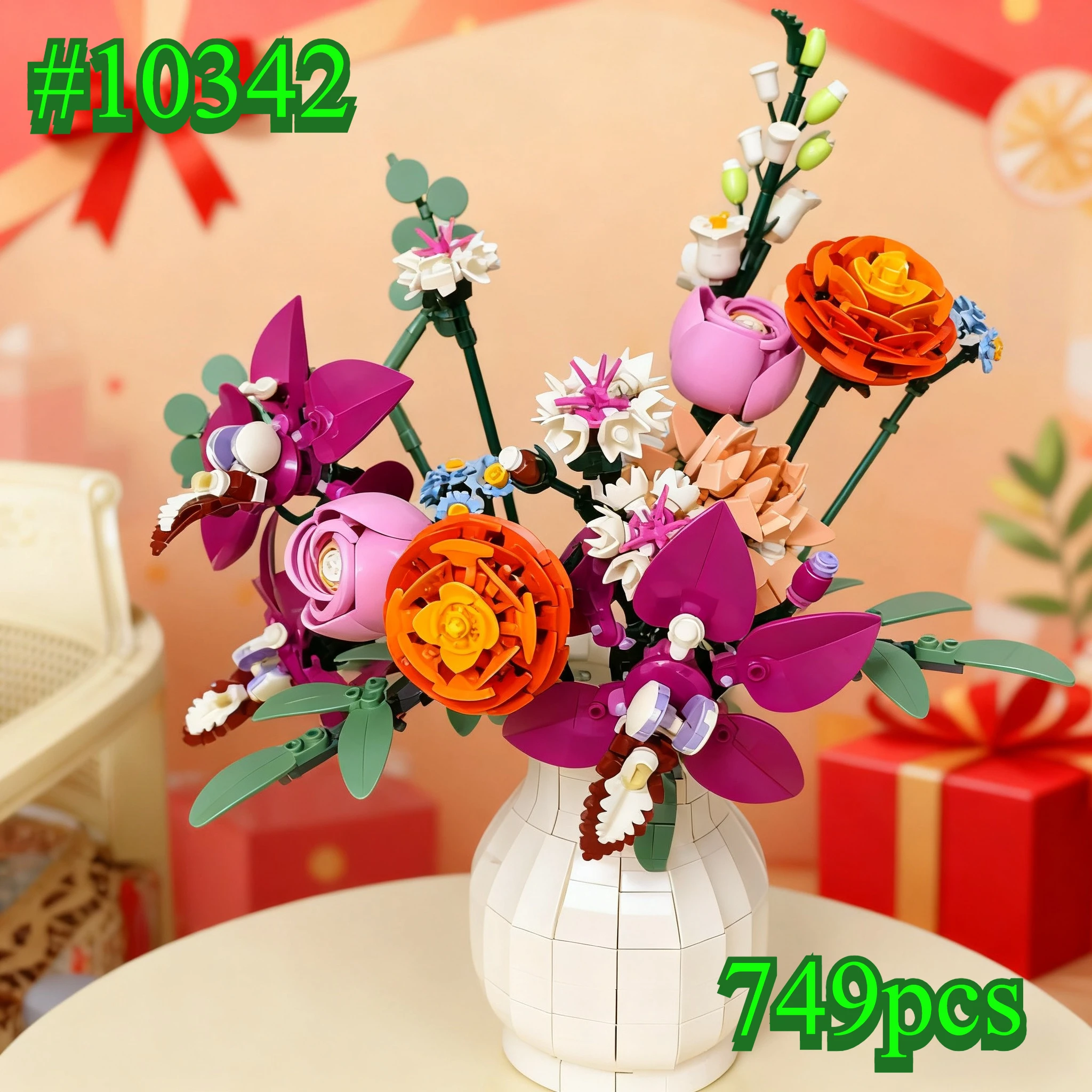 مجموعات مكعبات بناء رومانسية جميلة على شكل زهرة وردية 10342 متوافقة مع جزيئات ليغو مناسبة لهدايا عيد الميلاد 749 قطعة