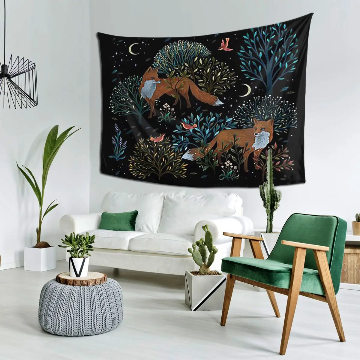 Forest Fox Tapestry Funny Wall Hanging Aesthetic Home Decoration Tapestries for Living Room Bedroom Dorm Room