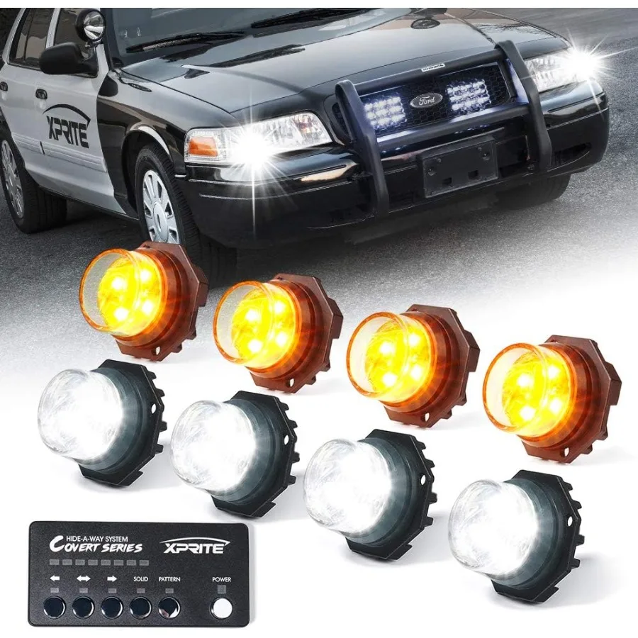 

Комплект стробоскопов из белого янтаря со светодиодной подсветкой и 20-мигающими узорами и панелью управления для придорожных аварийных транспортных средств, грузовиков S