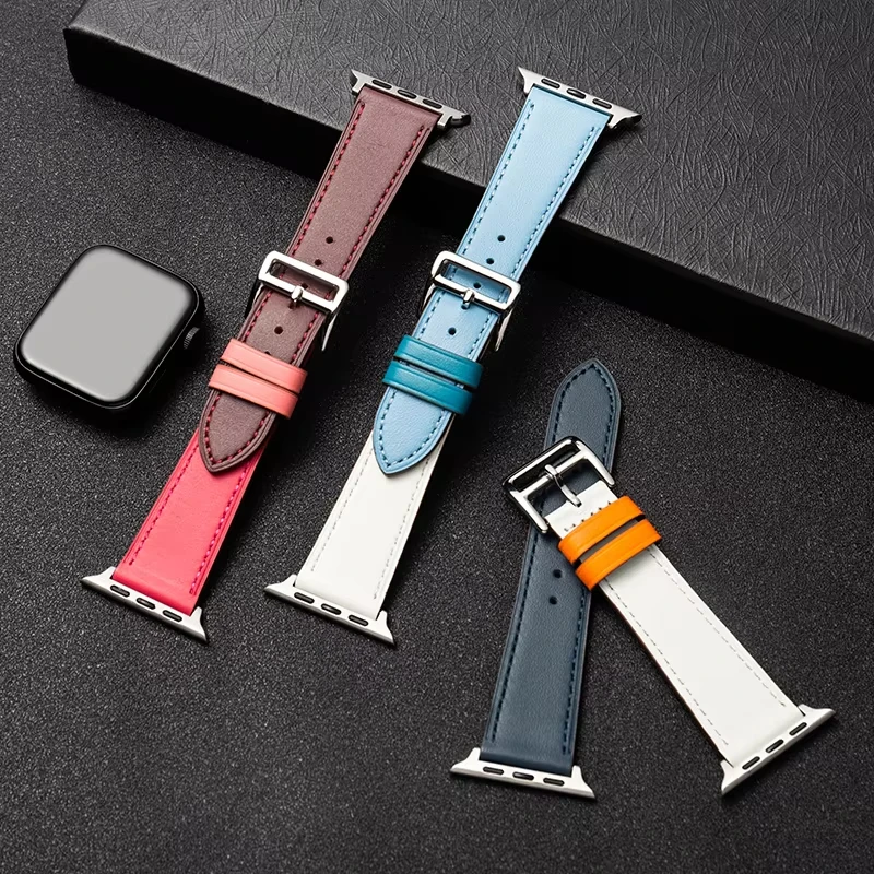 Lederarmband für Apple Watch Band 45 mm 44 mm 49 mm 42 mm 41 mm 40 mm Single Tour Correa Armband iWatch Serie 11 10 9 7 8 SE3 Ultra