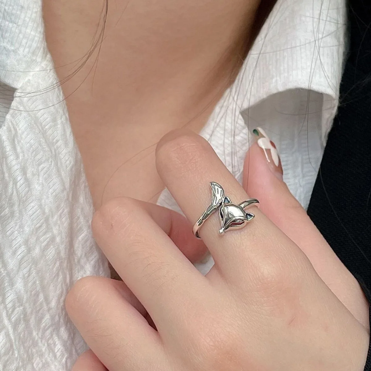 

VENTFILLE 925 Sterling Silve Fox Ring for Women Girl Gift Irregular Originality Vintage Trend Versatile Jewelry Dropshipping