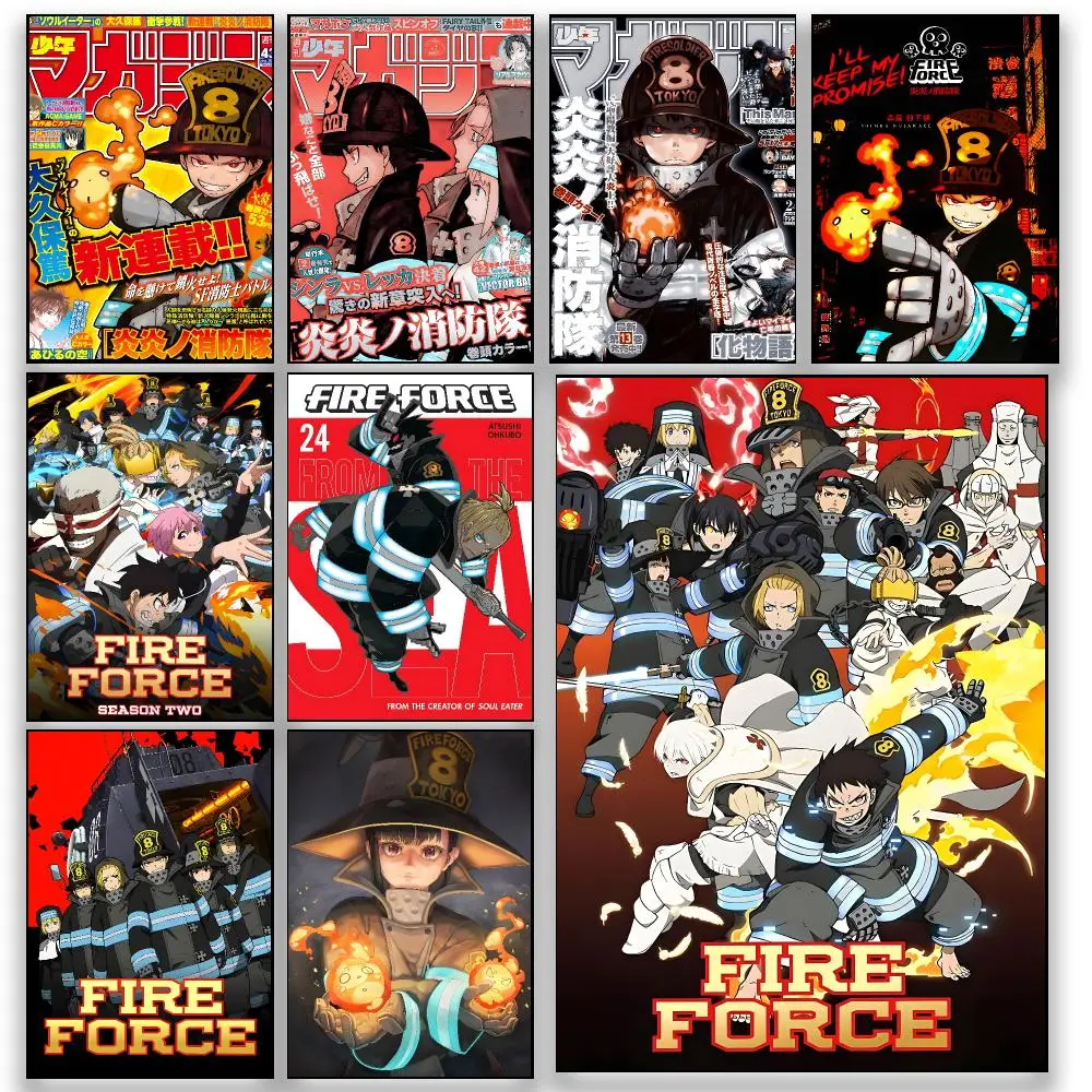 Anime F-Fire Force Japanese Action Fantasy Poster HD Wall Decor for Bedroom Living Room Dorm Bar Cafe Office Gift