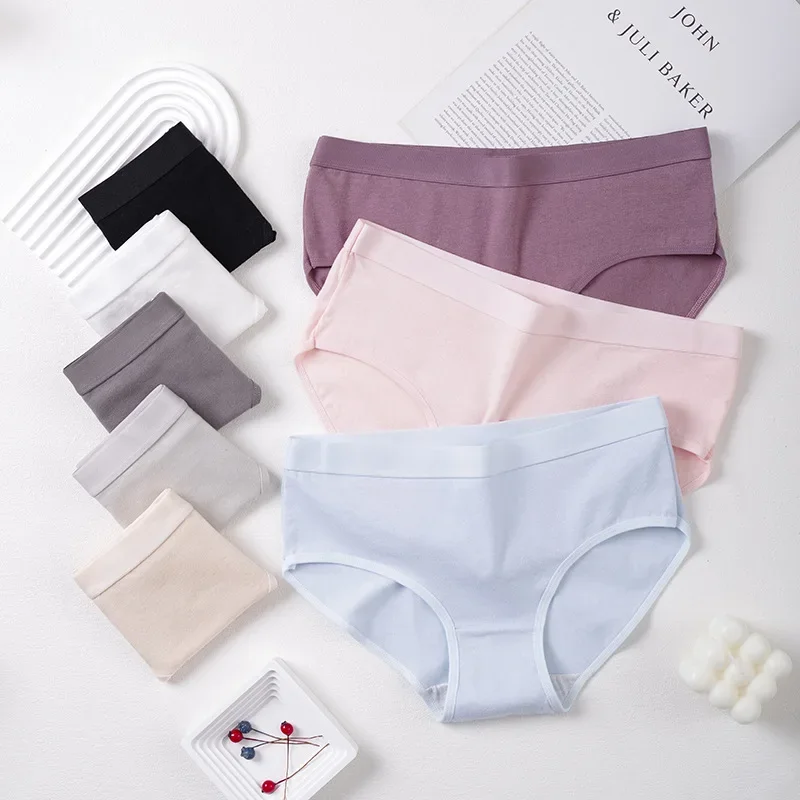 Female Comforts Underpants Sexy Panties for Women Briefs Underwear Plus Size Solid Color Cotton Panties Teenage Pantys Lingerie