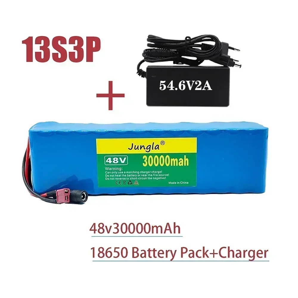 48V battery pack lithium battery 30000mAh 1000w 13S3P suitable for 54.6V electric bicycles//scooters, with BMS+charger