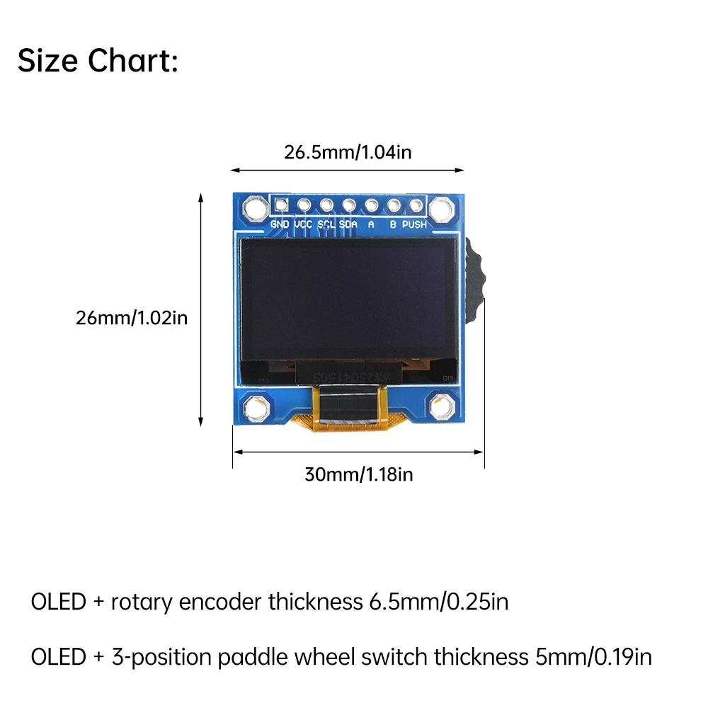 Module combiné d'affichage OLED SSD1305 de 0,96 pouces, Compatible SSD1306 avec encodeur rotatif/commutateur à cadran à trois positions pour Arduino