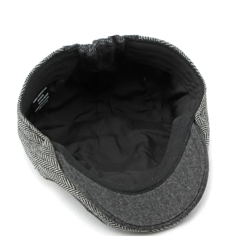 Autumn and Winter Cotton Geometry Print Newsboy Caps Flat Peaked Cap Men and Women Painter Beret Hats 158