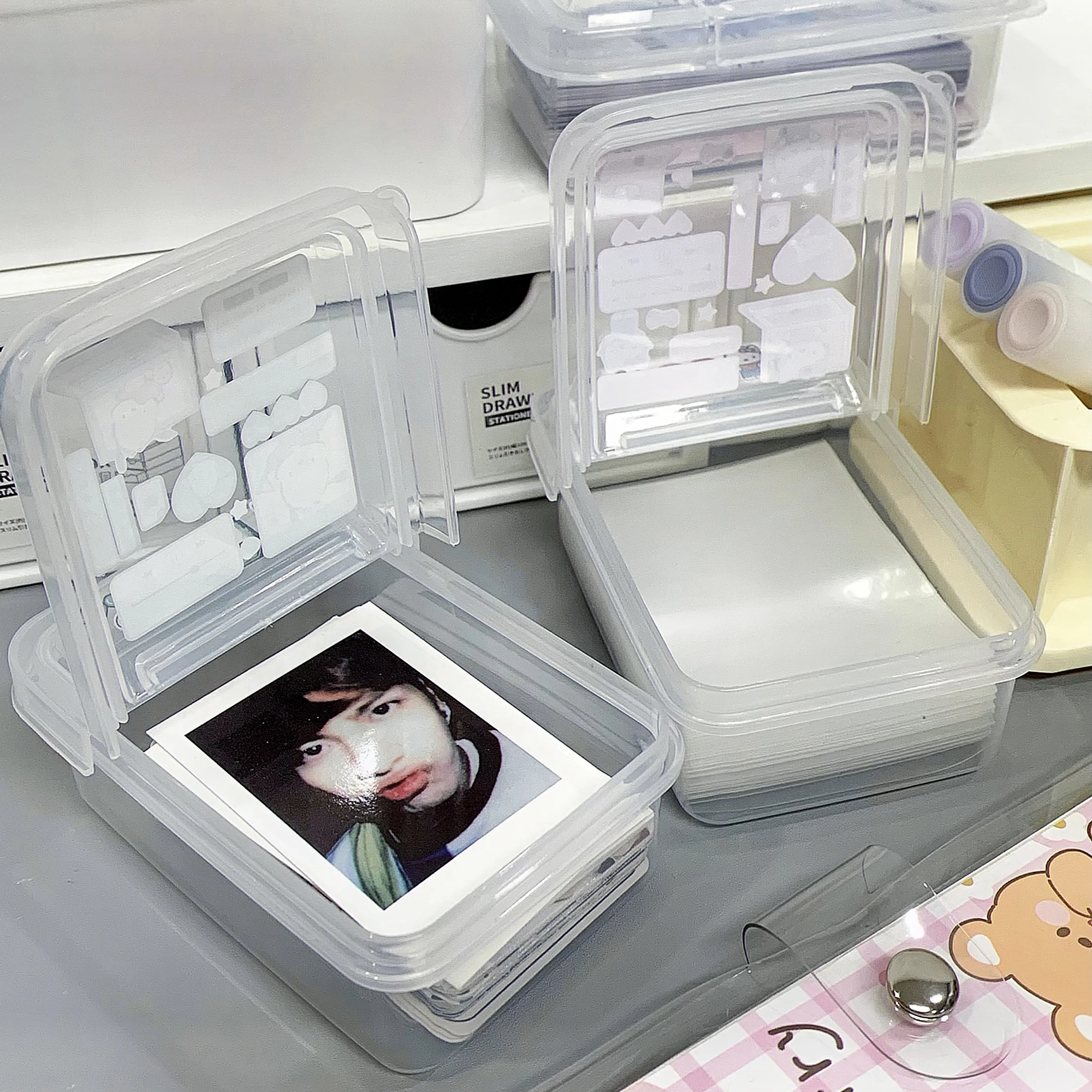 SKYSONIC New Arrivavl Photocards Storage Box Transparent ABS Postcards Organizer Protable Dustproof Holder Stationary