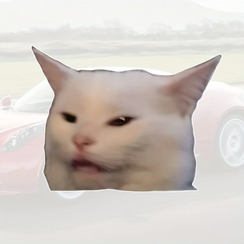 ملصقات Funny Smudge The Grumpy White Cat Meme - شارات ذاتية اللصق من الفينيل غير اللامع مع عيون تعريضية للسيارات وأجهزة الكمبيوتر المحمولة والنوافذ #5
