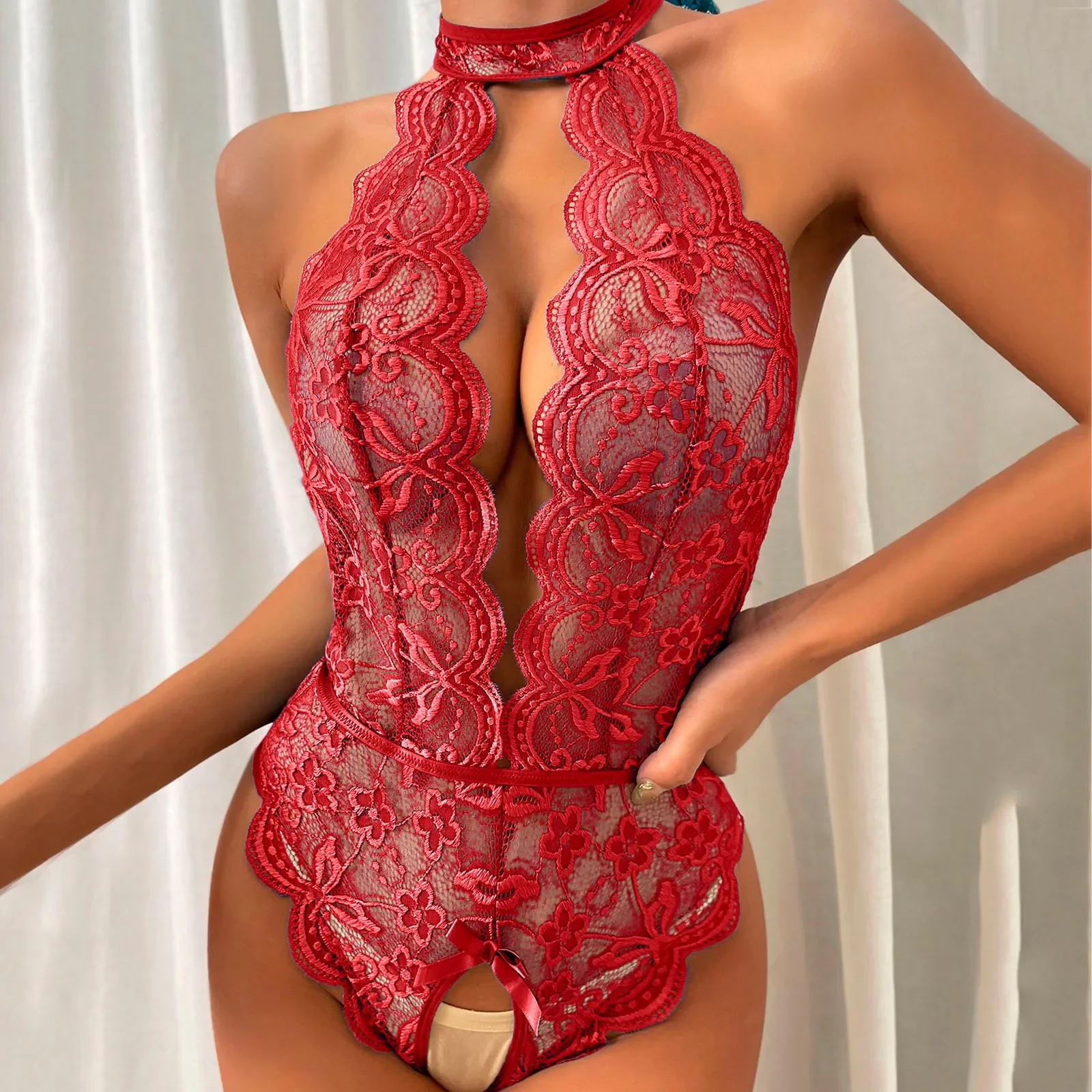 Sexy Lingerie One Piece Teddy Bodysuit Sex Open Bra Crotchless Underwear Transparent Lenceria Erotic Mujer body femme sexy Suit