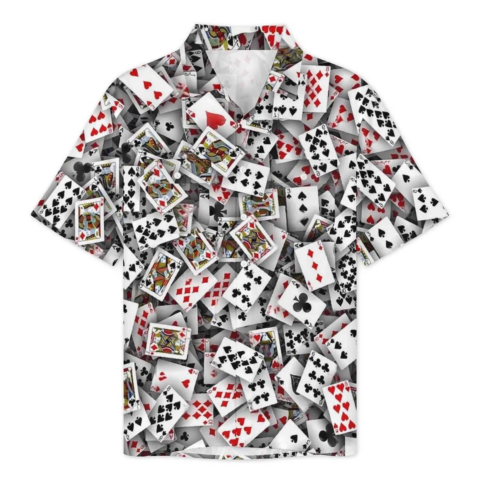 Poker Cards Vacation Shirt Playing Cards Summer Casual Shirts Men Vintage Blouses Short Sleeve Comfortable Design Clothing