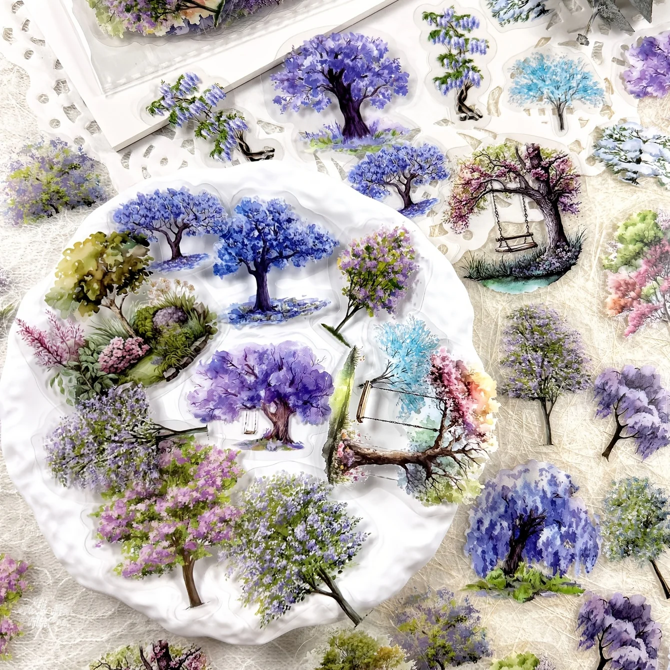 JIANQI 40 قطعة/الحزمة العديد من مواد الأشجار ملصقات أربعة الموسم ديكور DIY بها بنفسك حساب اليد مذكرات سكرابوكينغ ألبوم ملصقات الحرفية