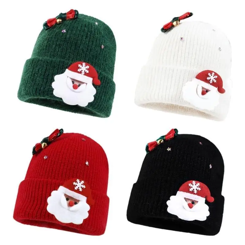 

39BD Slouchy Baggy Cap Christmas Santa Warm Skull Hat Knitted Beanie