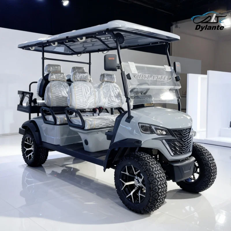 All-Terrain Liftable Low-Cost Mini Electric Sightseeing Club Cart Carbon Fiber Lithium Center Console 6 Seats Off-Road Golf Cart