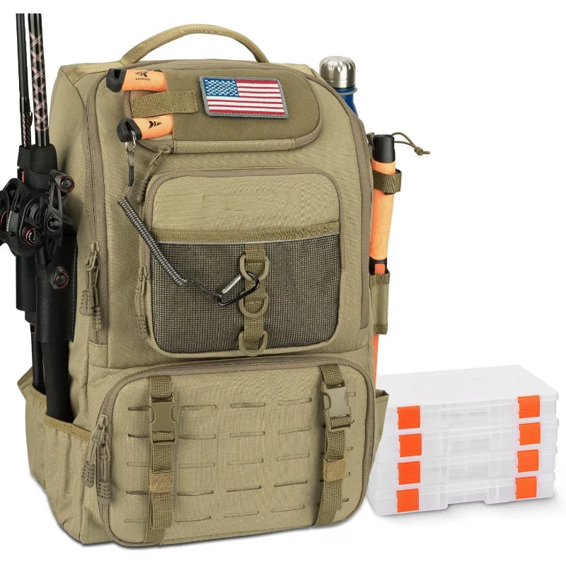 

Fishing Lure Bag Men Waterproof Fishing Rod Box Backpack Outdoor Travel Hiking Camping Shoulder Backpack