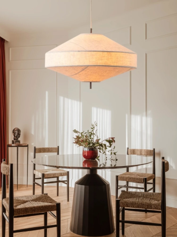 Wabi-sabi Minimalist LED Ceiling Chandeliers Lamp Design Fabric Lantern Pendant Light Home Decoration Island Bedroom Living Room