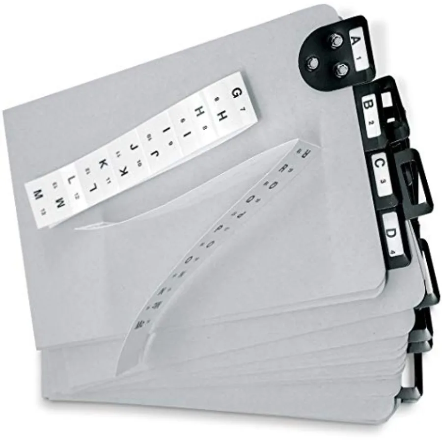 

Набор индексных разделителей для файлов 14254, 25 прессованных разделителей для листов 6x9 дюймов, включает категории A-Z и пустые вкладыши, металлические вкладки-индексаторы