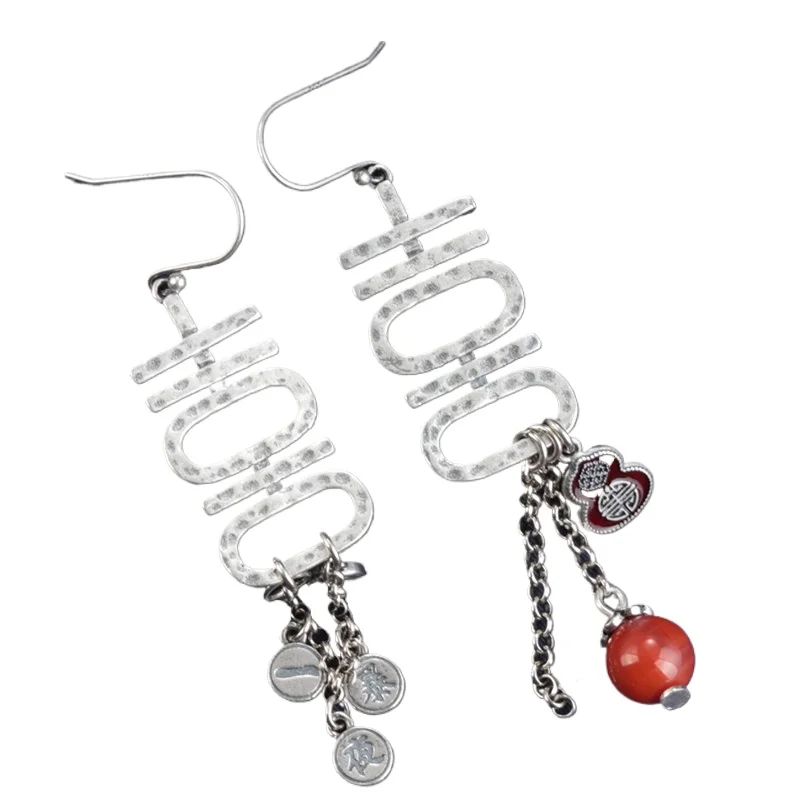 

925 Sterling Silver Hollow Tassel Earrings Women Vintage Ethnic Style Long Hanging Earrings Jewelry