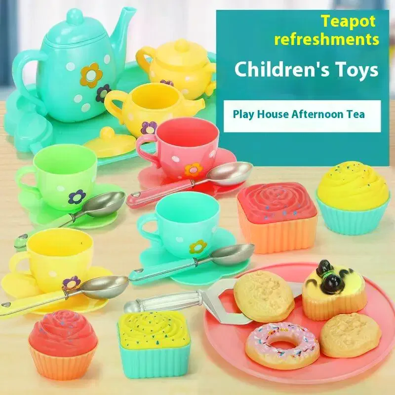 Kindertheeservies Fantasiespelspeelgoed - Simulatie Theepot Theekopje Keukenaccessoires Afternoon Tea Speelset voor jongens en meisjes Verjaardagsgif