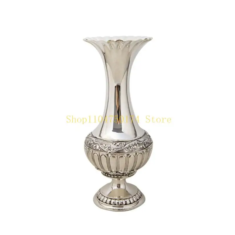 Modern Nordic Geometric Embossed Metal Vases Homes Accent Flower Container Decors For Office Or Living Room top sale