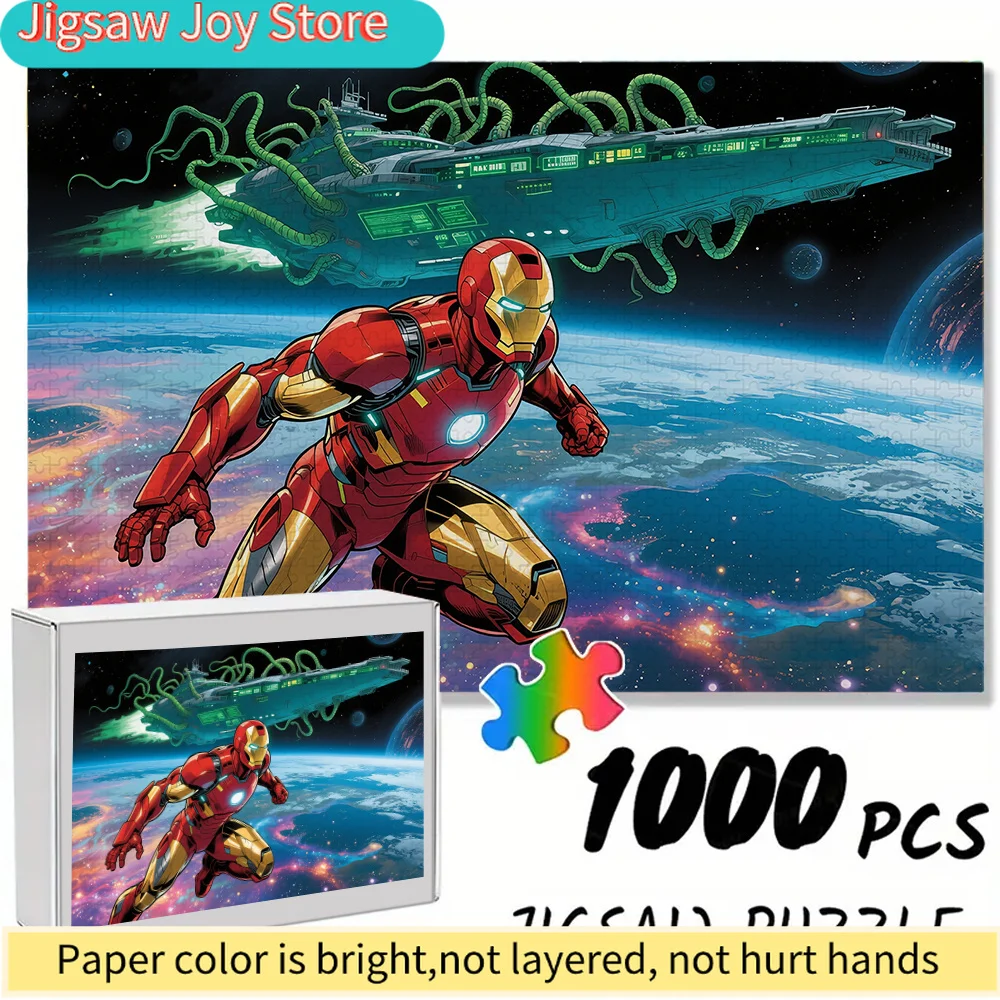 

of Marvel-Themed Seamless Puzzles Z12.16-100, Featuring Iron Man in a Space Battle Against an Octopus Spaceship, Measuring, Du