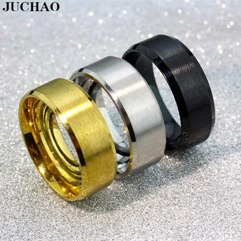 

JUCHAO Classic Ring Stainless Steel Black Movie Surrounding Smooth Ring 2025