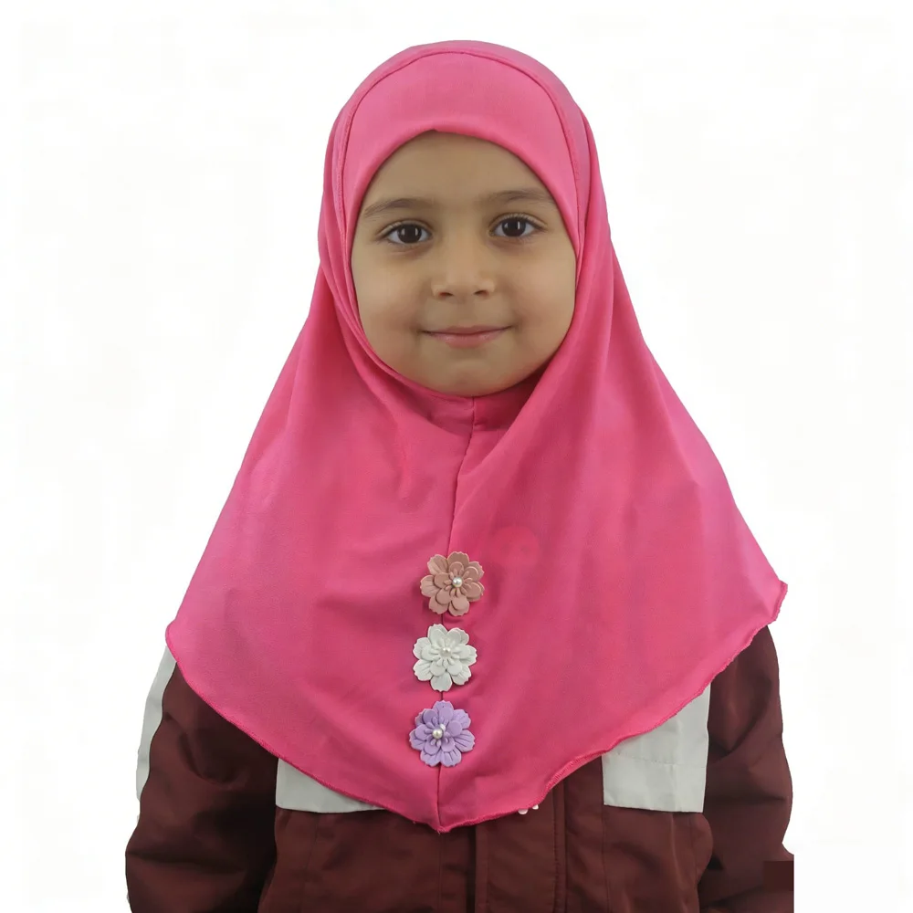 

2-8 Years Children Girls Muslim Islamic Instant Hijab Headscarf Turban Arab One Piece Amira Cap Shawls Kids Malaysia Accessories