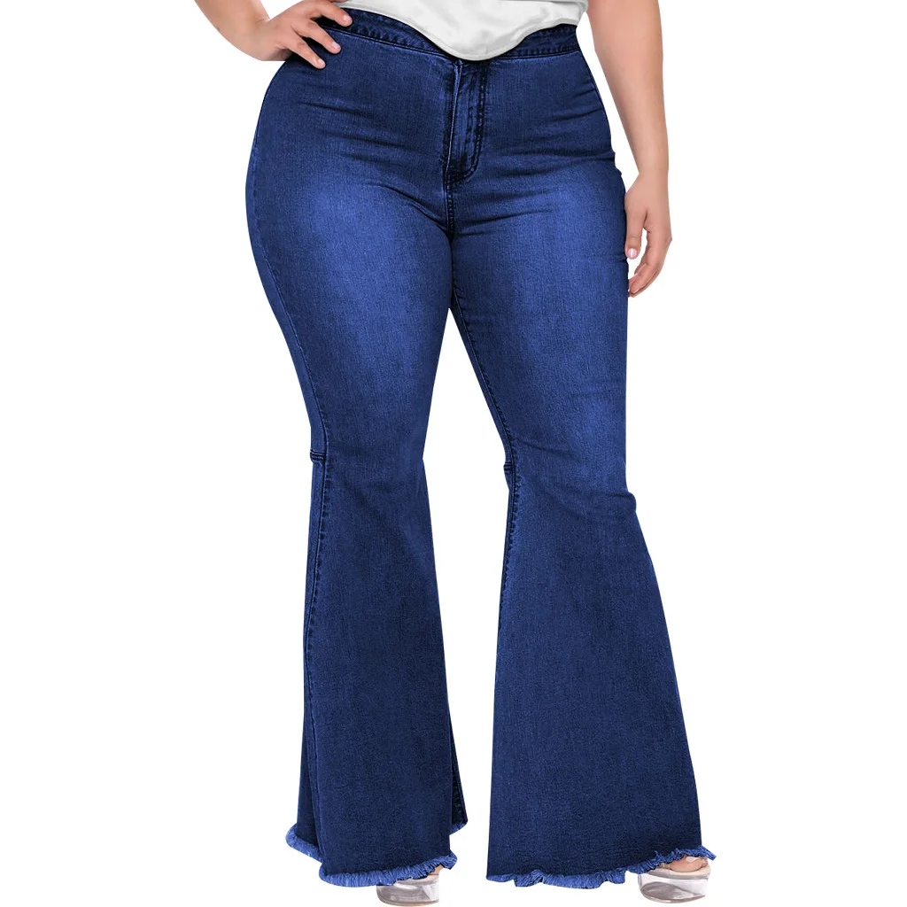 Fashion Slim Fit Wide Leg Flared Jeans pants women baggy jeans