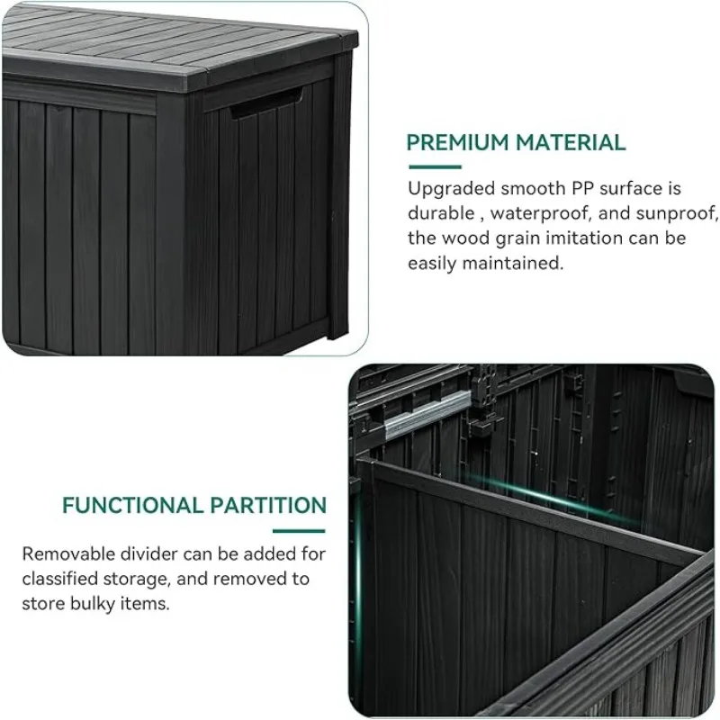 YITAHOME 80 Gallon Resin Deck Box, Outdoor Lockable Storage Box for Patio Furniture, Waterproof Patio Deck Box for Mats,