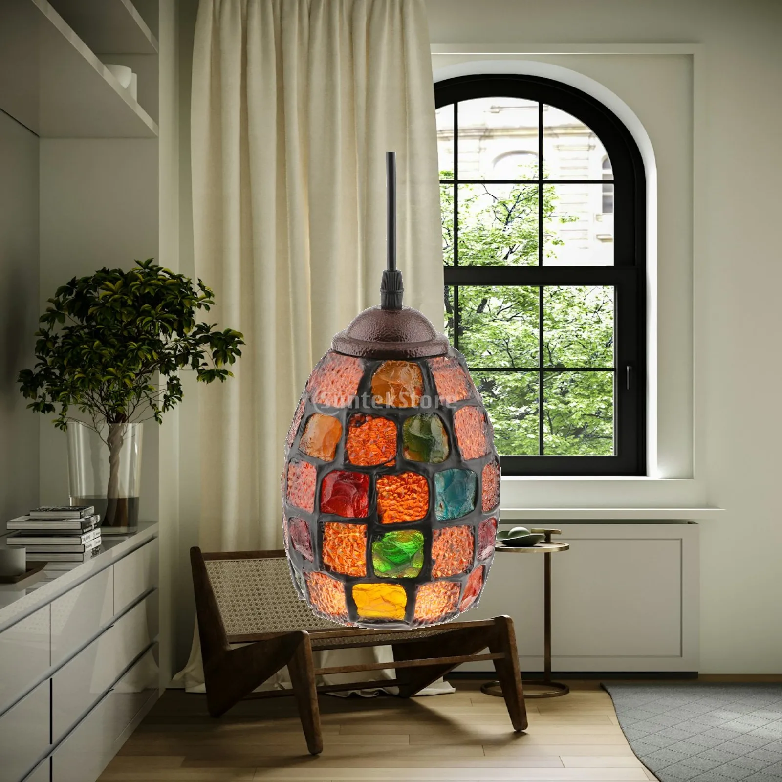 Pendant Lamp Shade Glass Chandelier Lampshade Retro Ceiling Light Cover for Living Room Restaurant Bar E27 Base