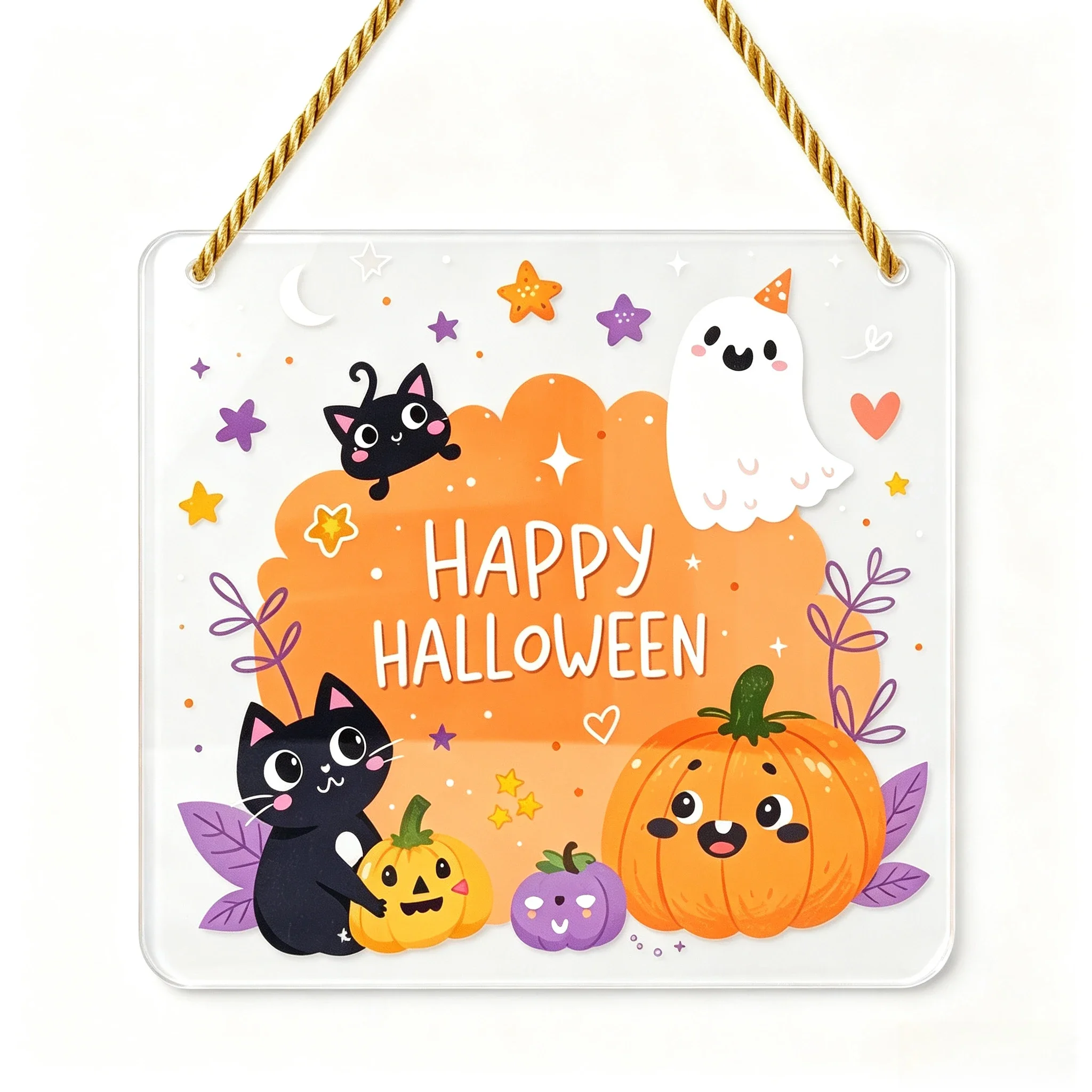 Kawaii Halloween Character Acrylic Hanging Ornament, Kids‑Friendly Home Decoration,Cheerful Halloween Holiday Gift