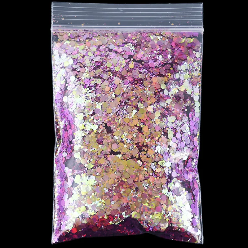 500g/bag Mermaid Nail Art Glitter Mix Size Hexagon Laser Sequins Shiny Chameleon 3D Flakes Manicure Decoration