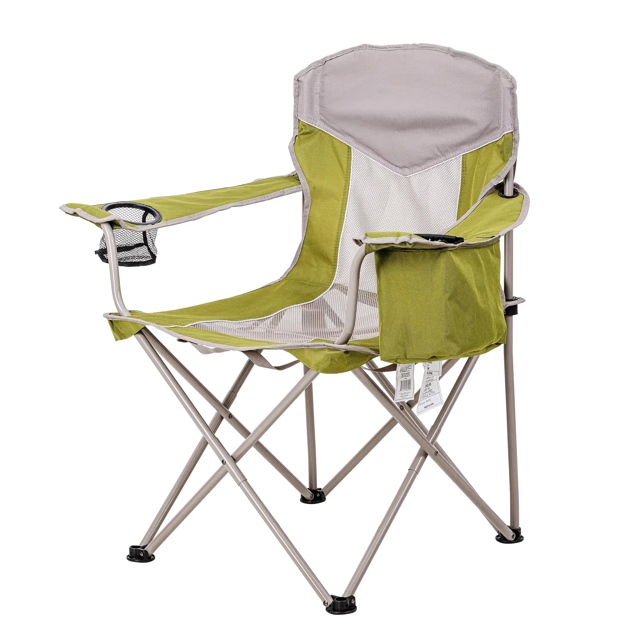 

Adult Oversized Mesh Camp Chair with Cooler, Green & Gray