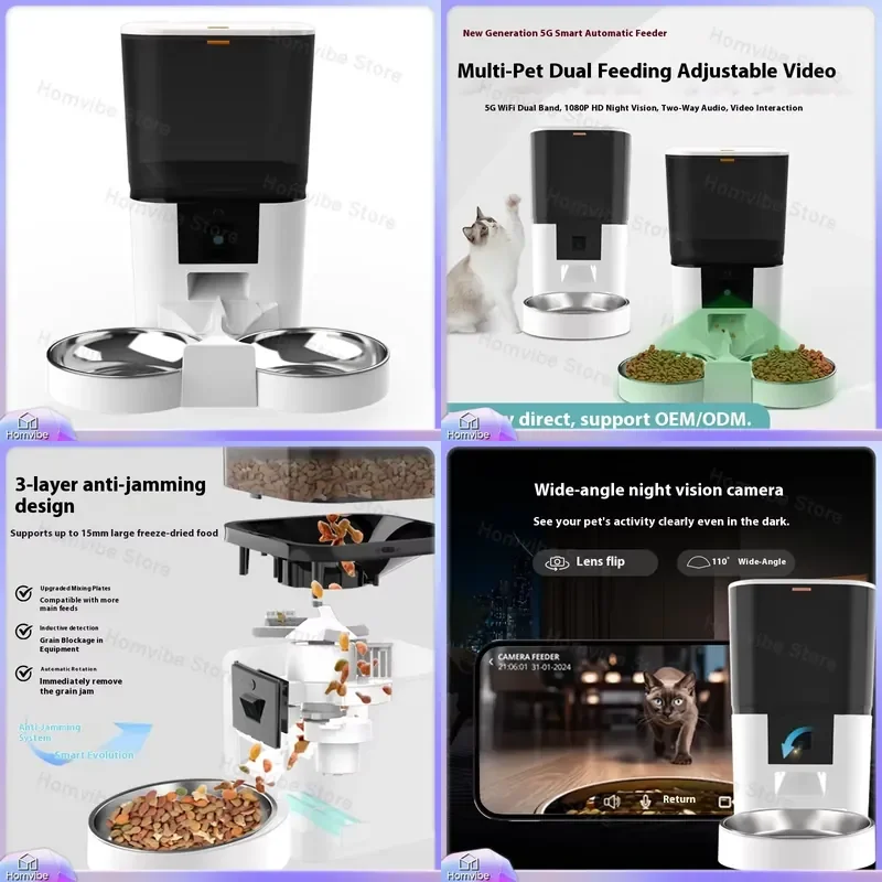 

Automatic Pet Feeder with Timer 2L Stainless Steel Bowl Portable Smart Food Dispenser for Cats and Dogs Eco Friendly Battery
