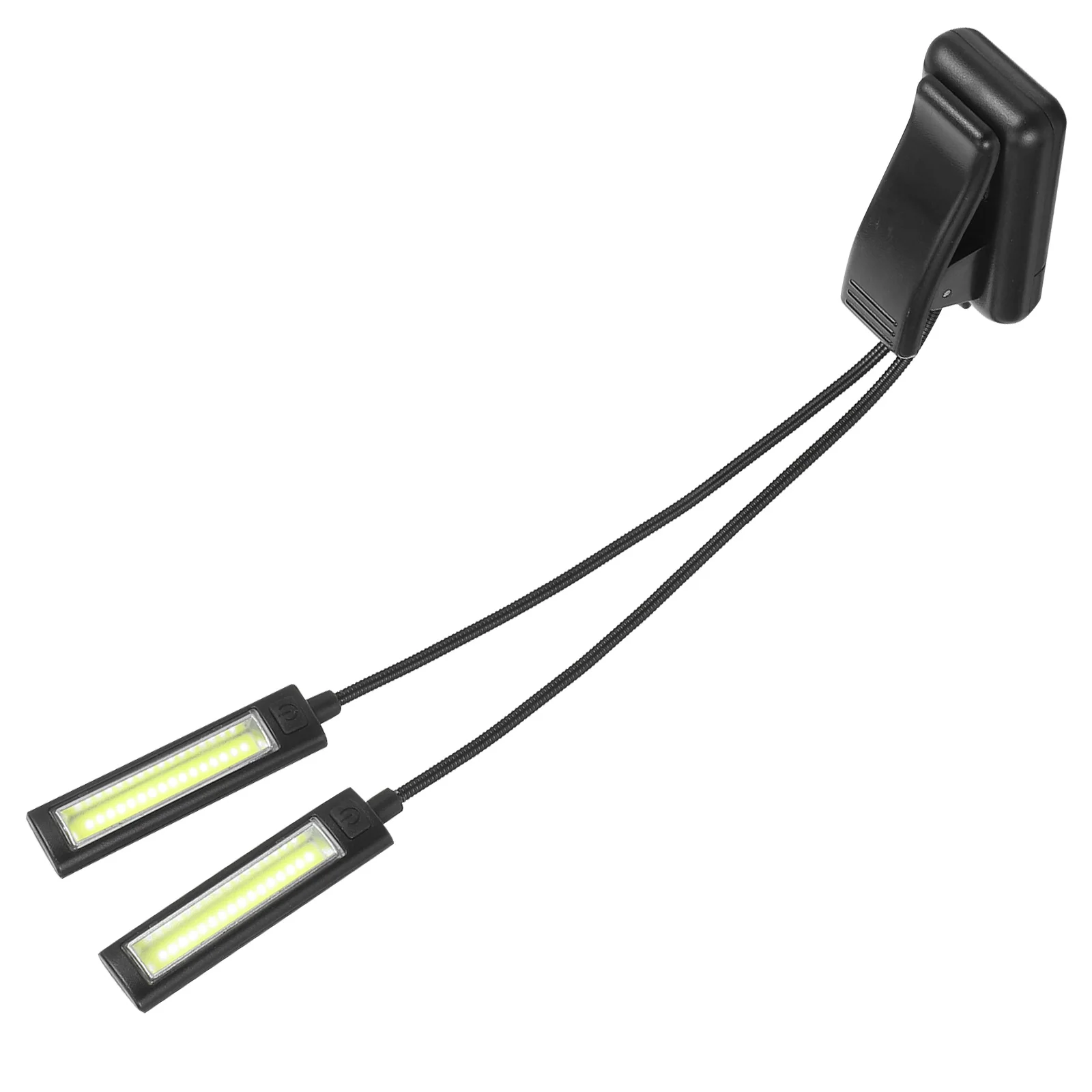 

Dual Heads LED Desk Lamp Flexible Gooseneck Clip-on Reading BBQ 3 Brightness Levels USB Black Small Book Light