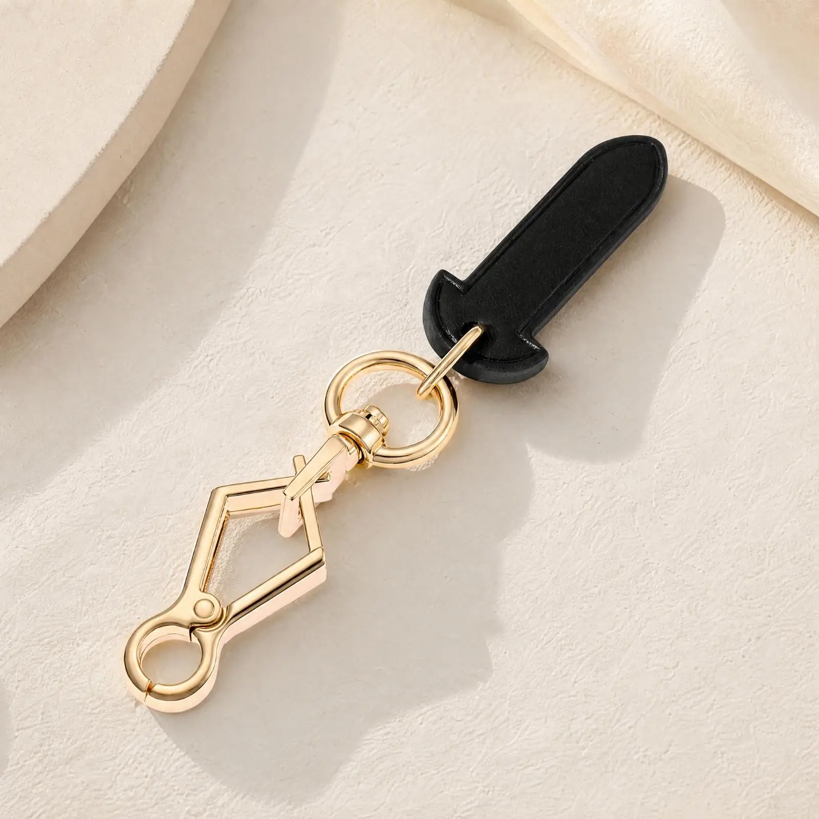 Synthetic Insert Pin Purse Accessory Leather Hanging Tab for Bag Customization Top Grain Cowhide Alloy Clasp Loop