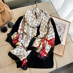 Spring Scarf Women's Luxury Design Scarf Silk Smooth Scarf Soft Muslim Headband Shawl Beach180*90cm 2024 New