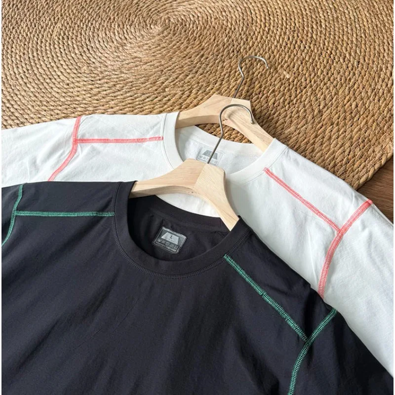 Unisex Quick-Dry Outdoor T-Shirt with Reflective Contrast Stitching - Breathable Slim-Fit & Versatile Hiking Cycling  Daily Wear