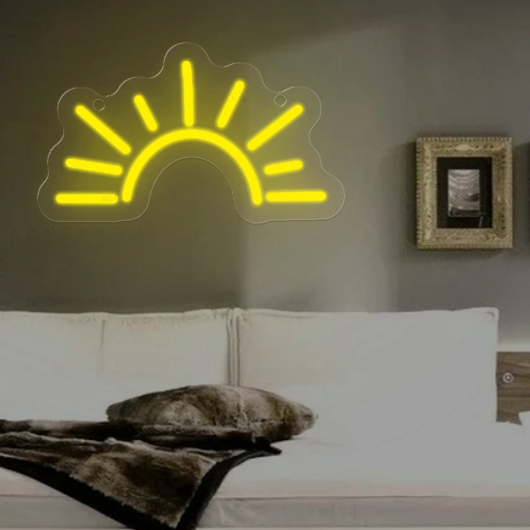 Sunrise Shape LED Neon Sign USB ขับเคลื่อนหน้าต่างไฟตกแต่งเหมาะสําหรับห้องนอน Home Party แขวนตกแต่งของขวัญโคมไฟ