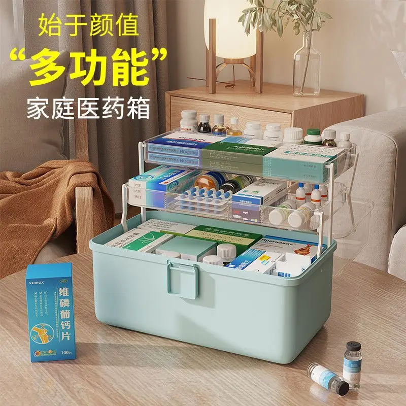 Scatola per medicinali tipo familiare scatola per medicinali multistrato a prova di umidità di grande capacità per uso domestico conservazione multifunzionale per cure mediche 1