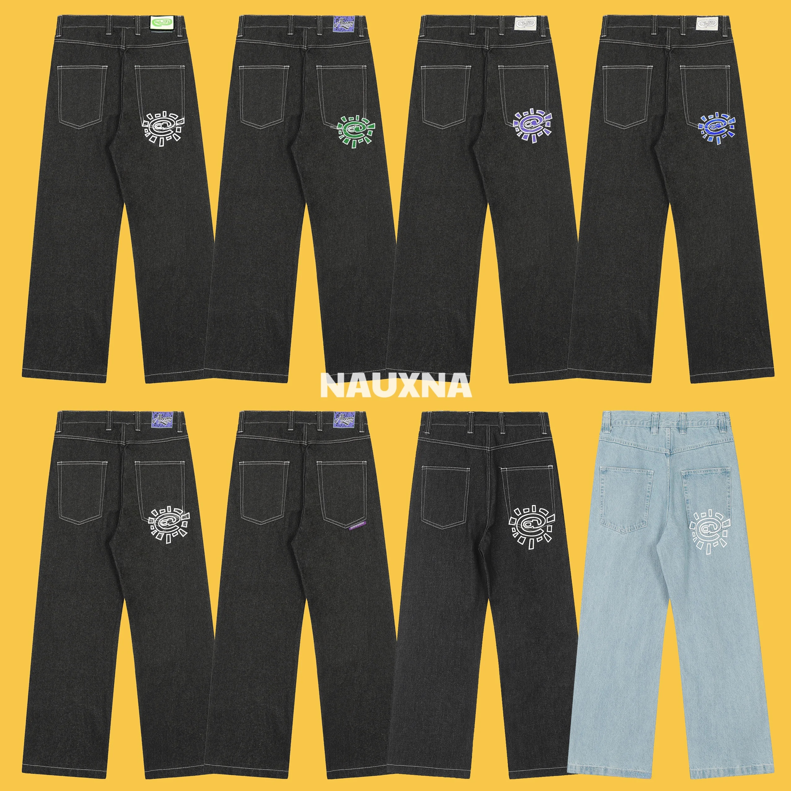 

Basic Sle Loose Casual Jeans High Waist Wide Leg Jeans Straight Leg Long Pants ex Street Faion American Brand
